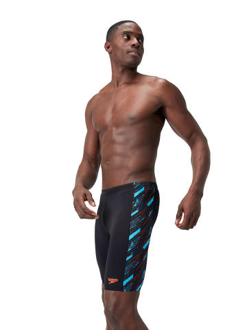 Speedo Badehose "Eco+ H-Boom" in Schwarz/ Orange/ Hellblau