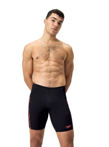Speedo Badehose "Eco+ Tech" in Schwarz/ Rot/ Grau