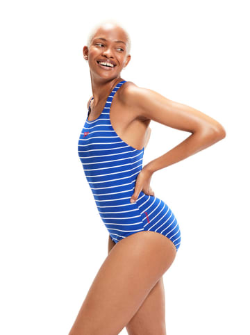 Speedo Badeanzug "Eco+" in Blau/ Weiß
