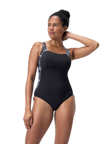 Speedo Badeanzug "Eco Lunalustre" in Schwarz/ Weiß
