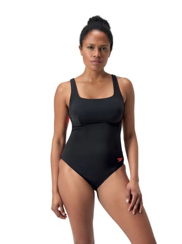 Speedo Badeanzug "Eco+ Flex" in Schwarz/ Orange