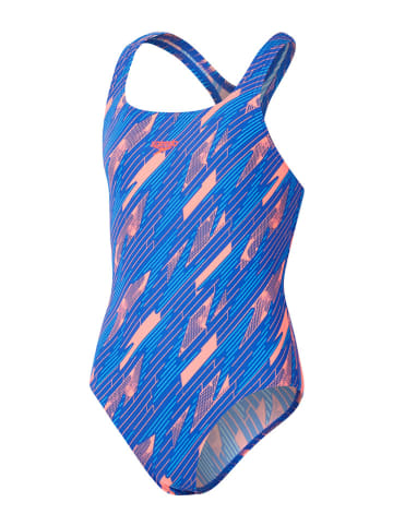 Speedo Badeanzug "Eco H-Bloom" in Blau/ Hellblau/ Orange