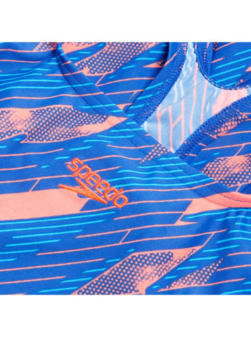 Speedo Badeanzug "Eco H-Bloom" in Blau/ Hellblau/ Orange