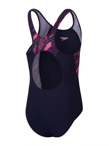 Speedo Badeanzug "Eco H-Bloom" in Dunkelblau/ Rosa/ Lila