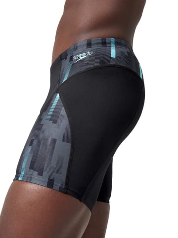 Speedo Badehose "Eco+ Compression" in Schwarz/ Grau/ Hellblau