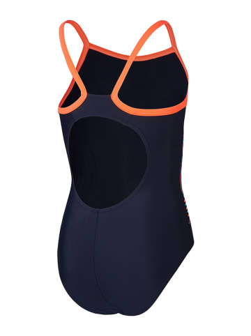 Speedo Badeanzug "Eco Plast" in Schwarz/ Orange/ Hellblau