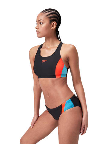 Speedo Bikini "Eco Colourblock" in Schwarz/ Orange/ Hellblau