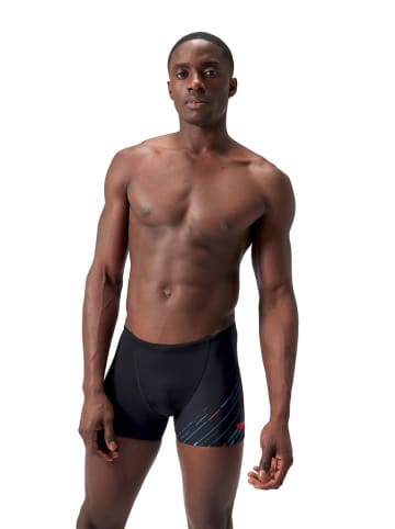 Speedo Badehose "Eco+ H-Bloom" in Schwarz/ Rot/ Hellblau