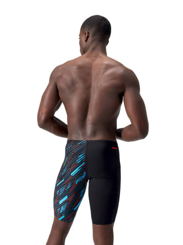 Speedo Badehose "Eco+ H-Bloom" in Schwarz/ Hellblau/ Rot