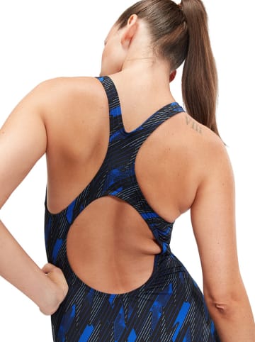 Speedo Badeanzug "Eco+ H-Bloom" in Schwarz/ Blau/ Hellblau