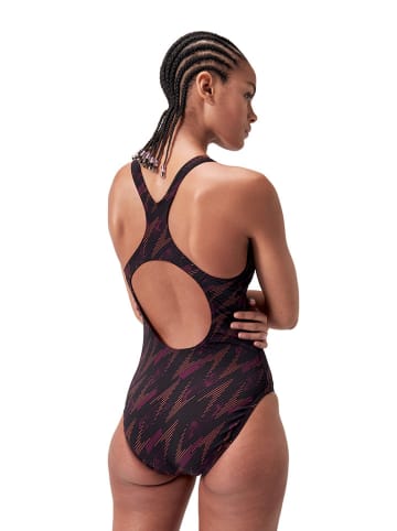 Speedo Strój kąpielowy "Eco+ H-Bloom" w kolorze czarno-pomarańczowo-fioletowym