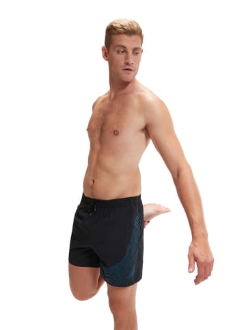 Speedo Badeshorts "Eco H-Bloom" in Schwarz/ Blau