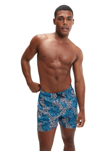 Speedo Badeshorts "Eco Print" in Dunkelblau/ Hellblau/ Weiß