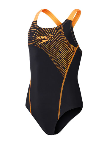 Speedo Strój kąpielowy "Eco Medley" w kolorze czarno-pomarańczowym