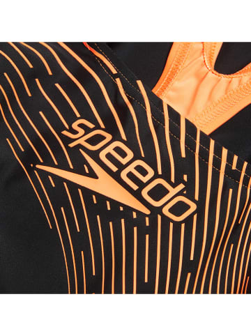Speedo Badeanzug "Eco Medley" in Schwarz/ Orange