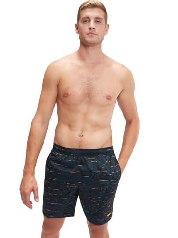 Speedo Badeshorts "Eco Xpress" in Schwarz/ Dunkelblau/ Orange
