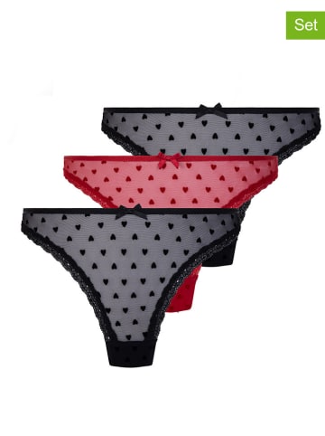 Hunkemöller 3-delige set: strings zwart/roze