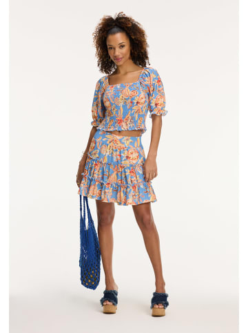 SHIWI Bluse "Ilsa" in Hellblau/ Apricot