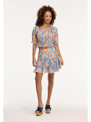 SHIWI Bluse "Ilsa" in Hellblau/ Apricot