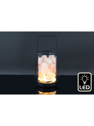 SiL Interiors Dekoracyjna lampa LED "Salt Lamp Lantern" w kolorze czarnym - wys. 24 x Ø 12 cm