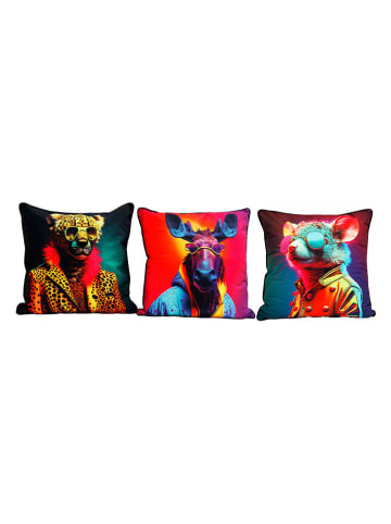 SiL Interiors 3er-Set: Dekokissen in Bunt - (L)45 x (B)45 cm
