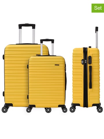 Le Temps des Cerises 3-delige hardcase trolleyset "Lena" geel