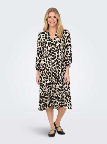 ONLY Kleid in Creme/ Schwarz/ Hellbraun