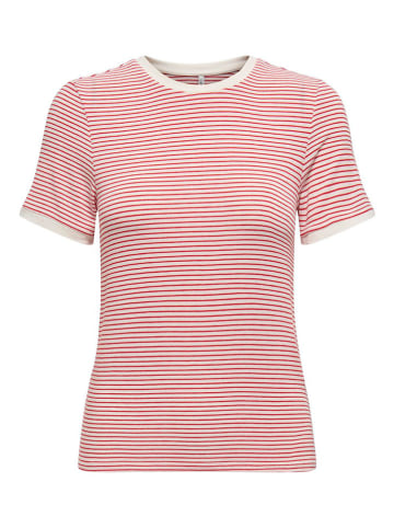 ONLY Shirt in Rot/ Weiß