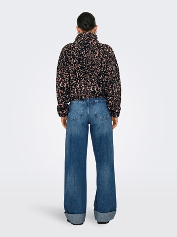 ONLY Fleece jas zwart/bruin