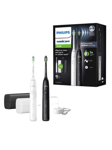 PHILIPS sonicare Schallzahnbürsten-Doppelpack " Philips Sonicare 5500" in Schwarz/ Weiß