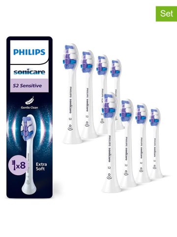 Philips 8-delige set: opzetborstels "Sensitive" wit