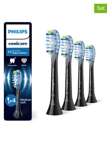 Philips 4-delige set: opzetborstels "Premium Plaque Defence" zwart