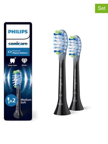 PHILIPS sonicare 2er-Set: Ersatz-Bürstenköpfe "Premium Plaque Defence" in Schwarz