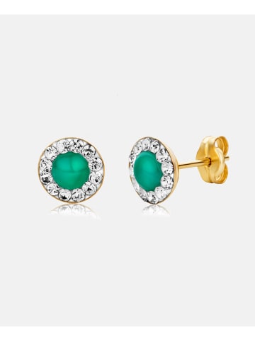 Revoni Gold-Ohrstecker mit Swarovski Kristallen und Edelsteinen