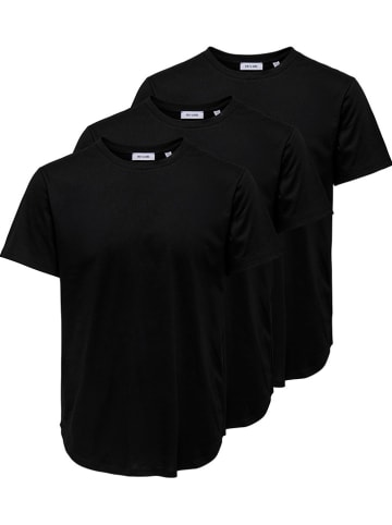 ONLY & SONS 3er-Set: Shirts "Jeff" in Schwarz