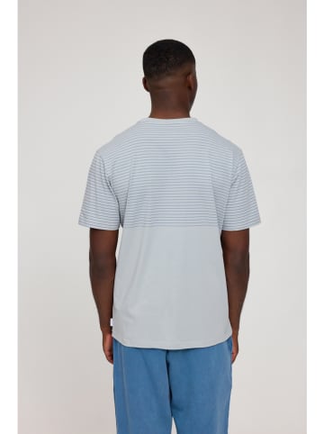 MAZINE Shirt "Halfway Striped" lichtblauw/grijs
