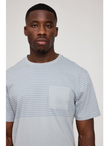 MAZINE Shirt "Halfway Striped" lichtblauw/grijs