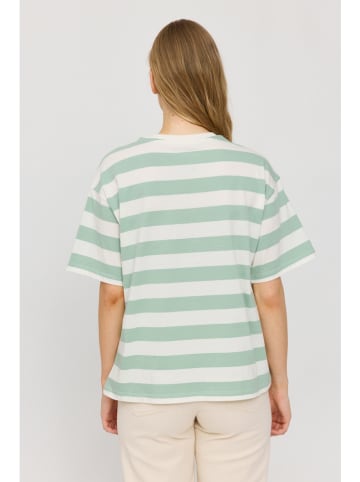 MAZINE Shirt "Block Stripes" in Creme/ Hellgrün