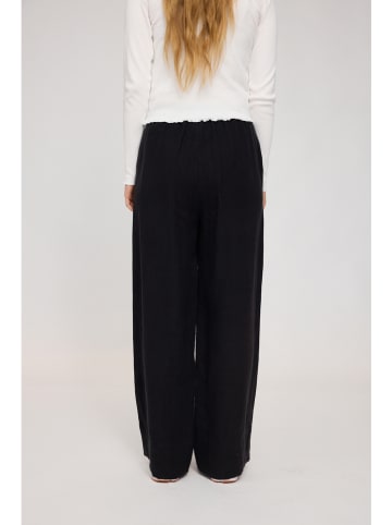 MAZINE Leinen-Hose "Wide Leg" in Schwarz