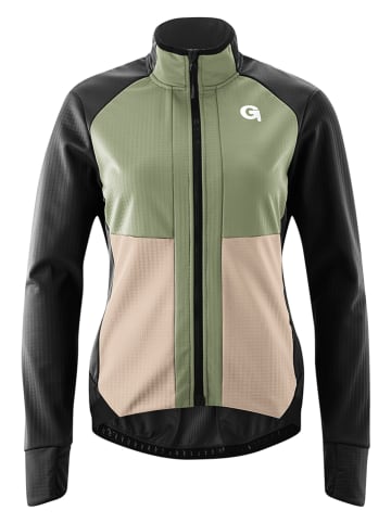 Gonso Softshell-Fahrradjacke ''Trail'' in Schwarz/ Grün/ Beige