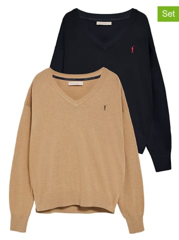 Polo Club 2er-Set: Pullover in Beige/ Dunkelblau