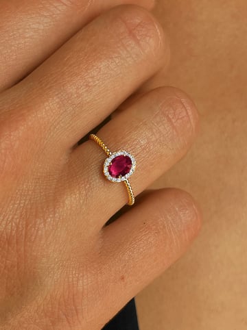 OR Carats Gold-Ring mit Diamanten und Edelstein