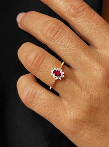 OR Carats Gold-Ring mit Diamanten und Edelstein