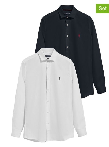 Polo Club 2er-Set: Hemden - Slim fit - in Dunkelblau/ Weiß