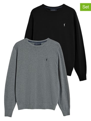 Polo Club 2er-Set: Pullover in Grau/ Schwarz
