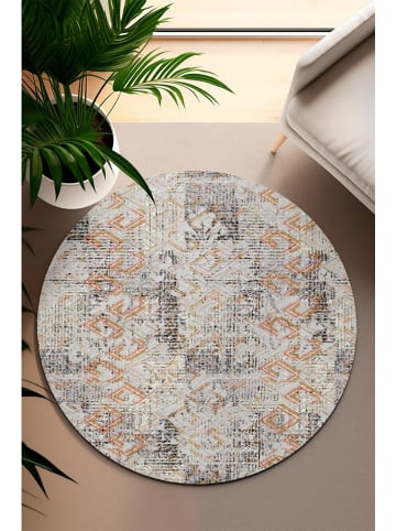 Mioli Kurzflor-Teppich in Creme/ Schwarz/ Orange