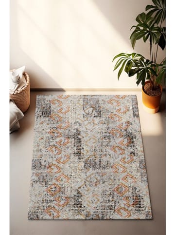 Mioli Kurzflor-Teppich in Creme/ Schwarz/ Orange