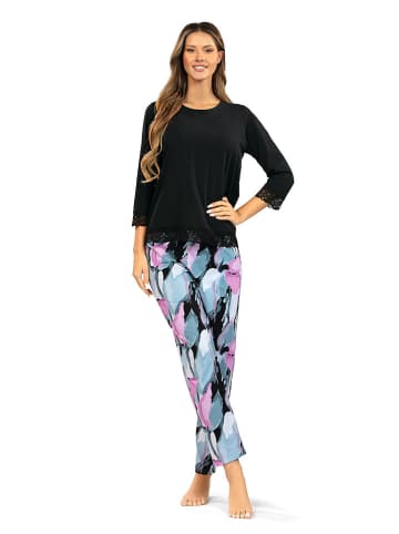 Wiesmann Pyjama zwart/lichtblauw