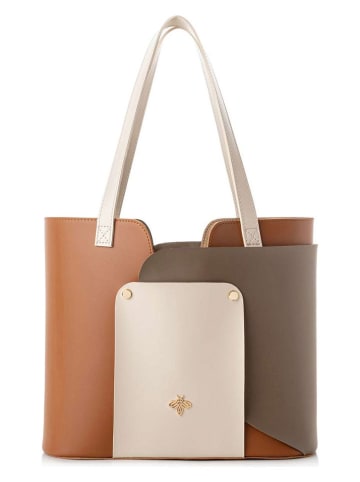 Lucky Bees Schultertasche in Beige/ Hellbraun/ Khaki - (B)30 x (H)26 x (T)12 cm