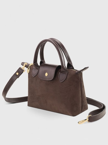 Lucky Bees Leder-Henkeltasche in Dunkelbraun - (B)24 x (H)16 cm
